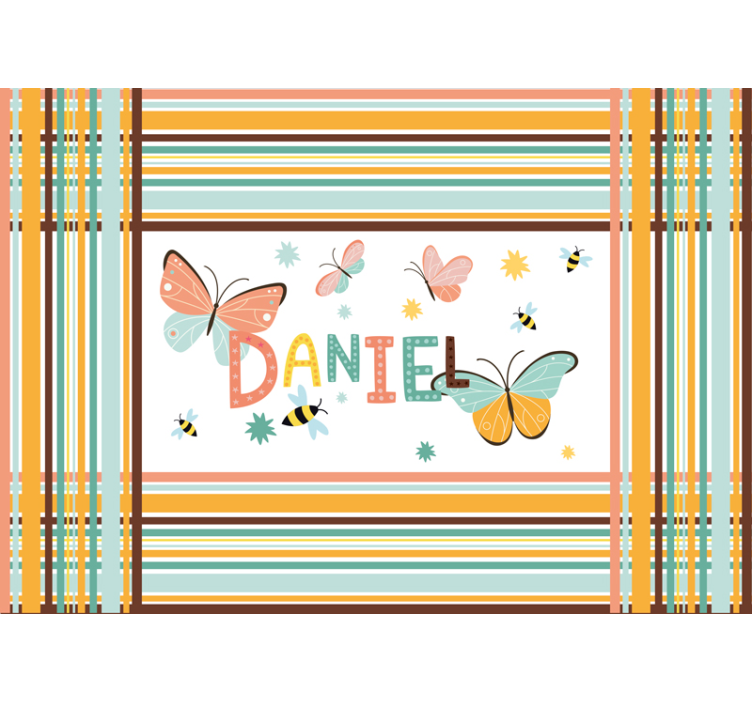 Tapisserie chambre enfant papillon avec nom personnalisé - TenStickers