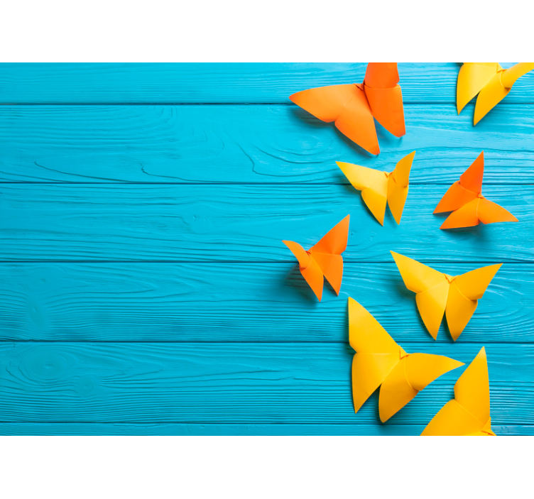 Tapisserie imitation bois papillons en papier colorés - TenStickers