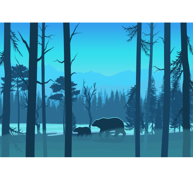 Tapisserie murale ours dans les montagnes - TenStickers