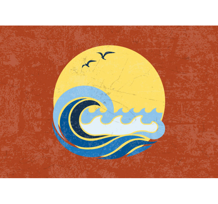 Tapisserie mer scène de vagues au coucher du soleil - TenStickers