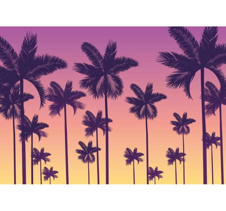 Tapisserie nature silhouettes de palmiers tropicaux - TenStickers