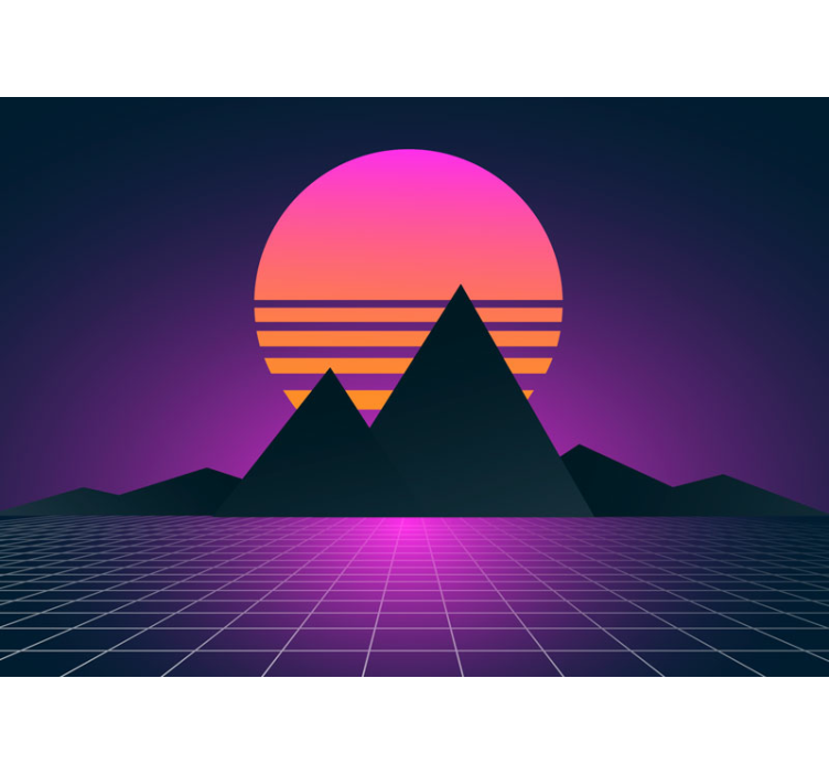Papier peint 3d scène de coucher de soleil géométrique - TenStickers