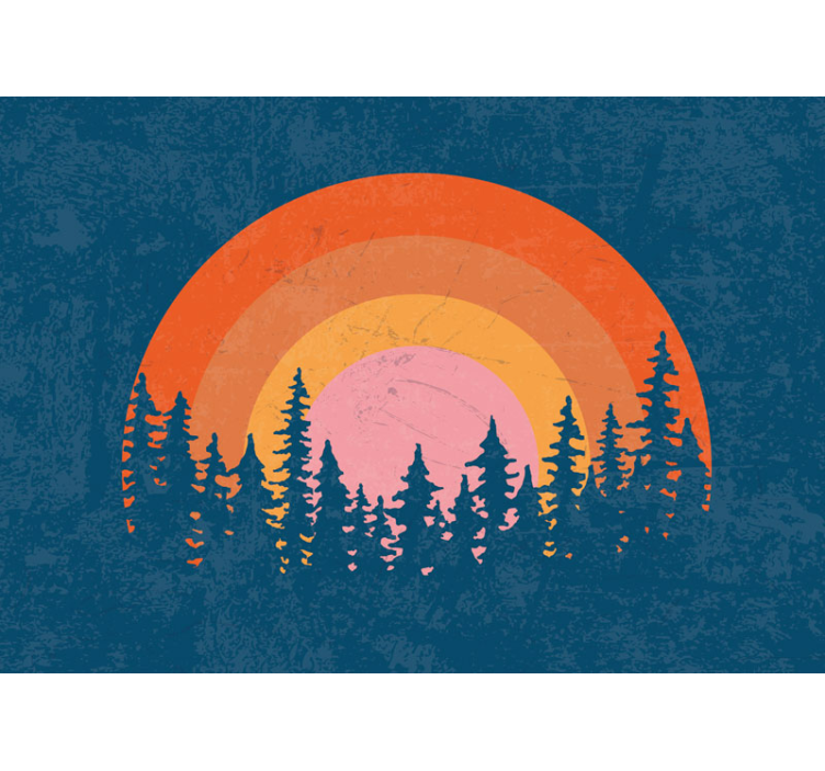 Tapisserie vintage arc-en-ciel de forêt rétro - TenStickers