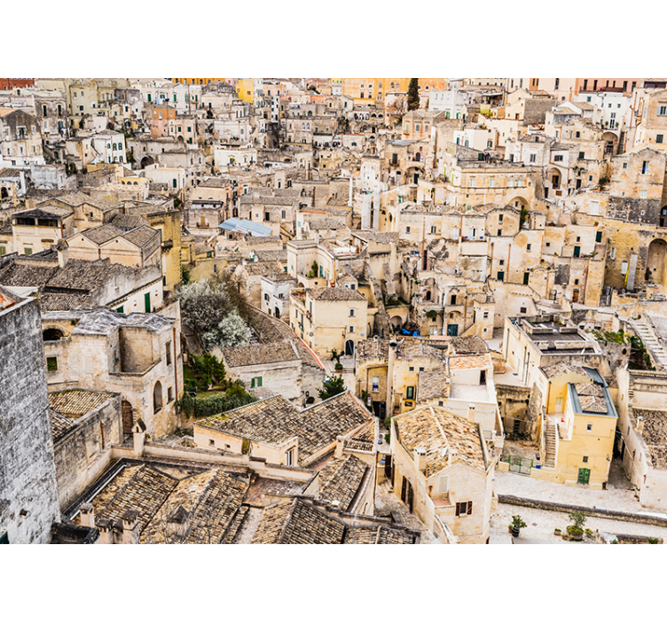 Tapisserie villes et pays toits en pierre de matera - TenStickers
