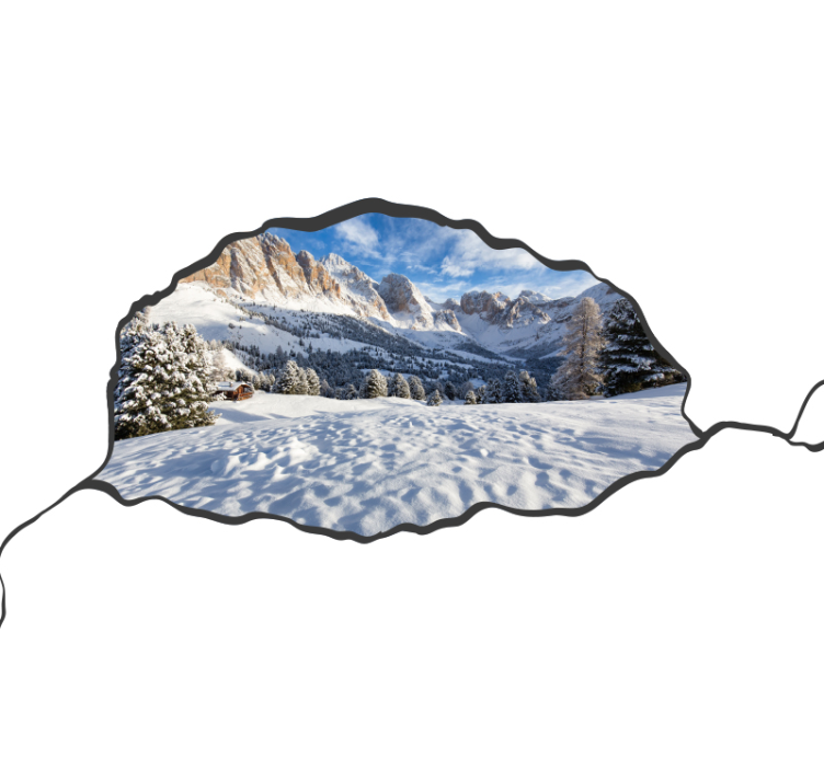 Tapisserie montagne scène alpine enneigée - TenStickers