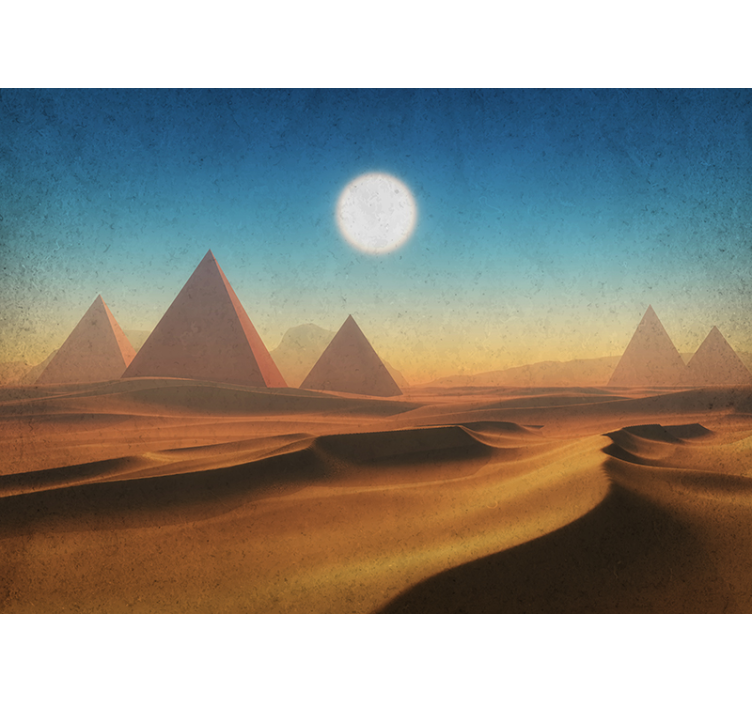 Tapisserie paysage pyramides du désert lever de soleil - TenStickers