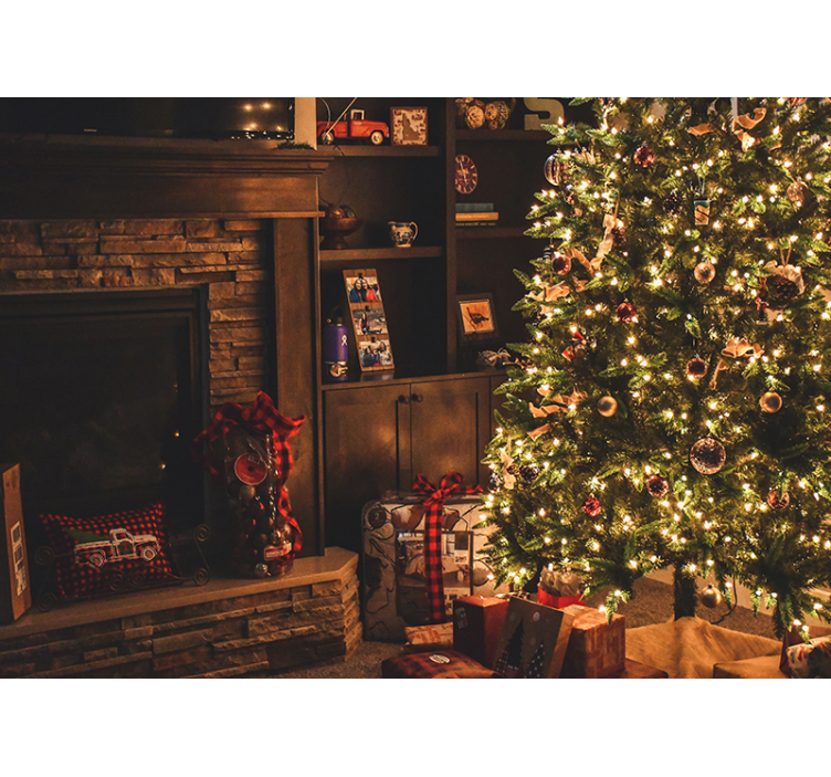 Tapisserie noel Éclairage festif de sapin - TenStickers