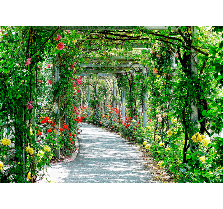 Tapisserie fleur arcade fleurie luxuriante - TenStickers