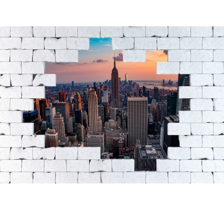 Tapisserie new york coucher de soleil skyline - TenStickers