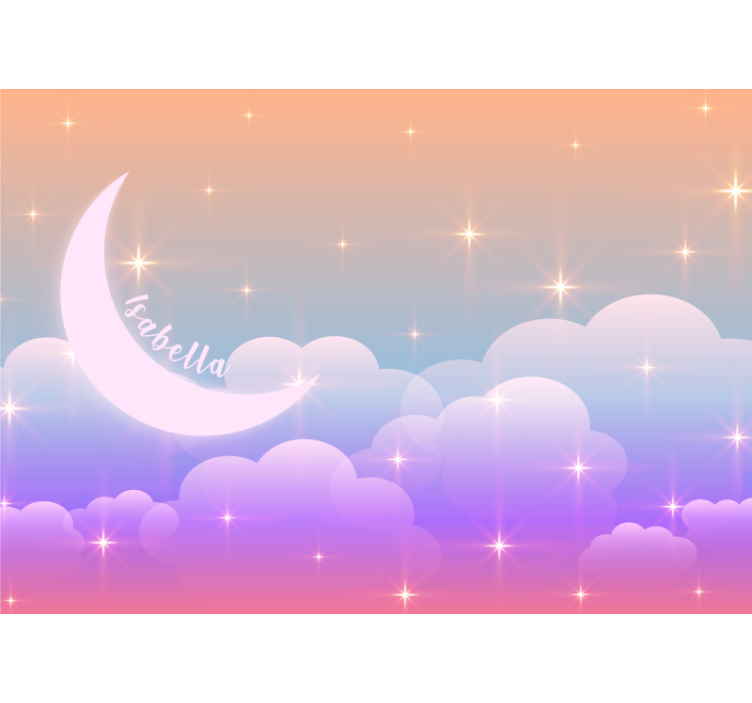 Tapisserie amour nuages au clair de lune personnalisés - TenStickers