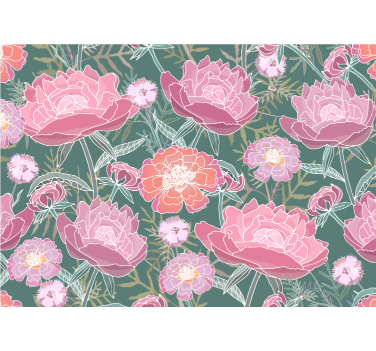 Tapisserie fleur composition de pivoines - TenStickers