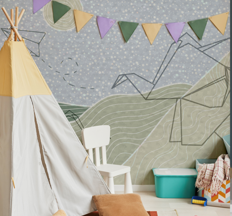 Tapisserie chambre enfant motif d'éléphants japonais - TenStickers