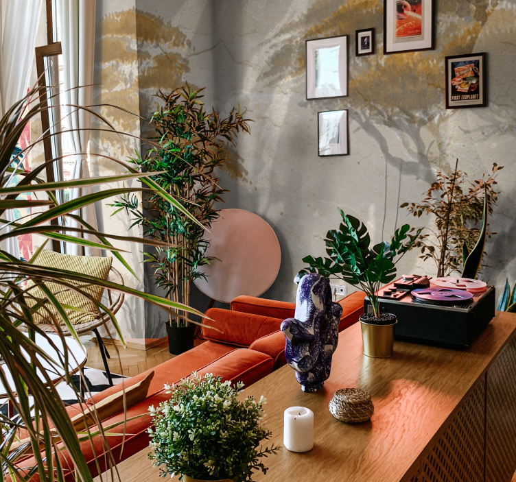 Tapisserie salon silhouettes d'arbres gracieuses - TenStickers