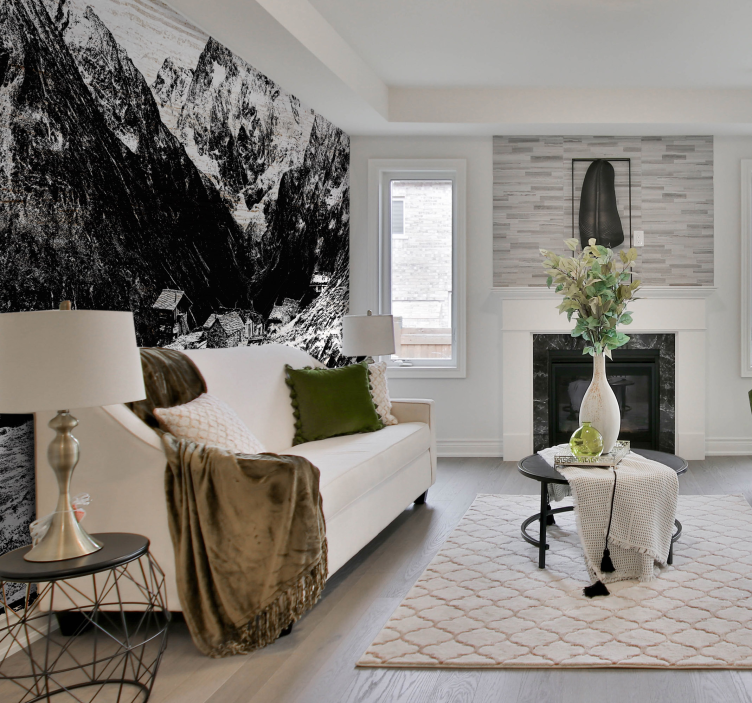 Tapisserie murale style montagnes suisses - TenStickers