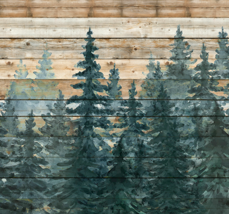 Tapisserie murale salon arbres aquarelles  - TenStickers