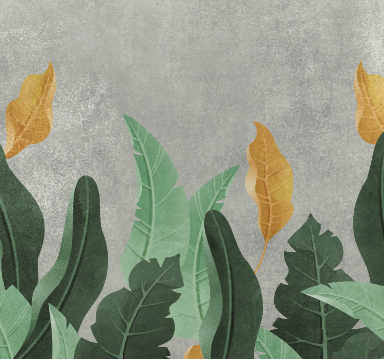 Tapisserie murale motif plantes sur béton - TenStickers