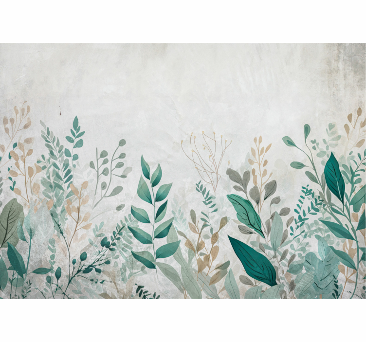 Tapisserie murale salon peinture de plantes - TenStickers