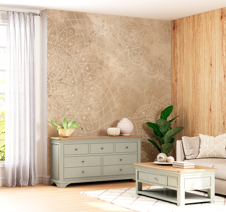 Tapisserie murale beige mandalas vintage - TenStickers