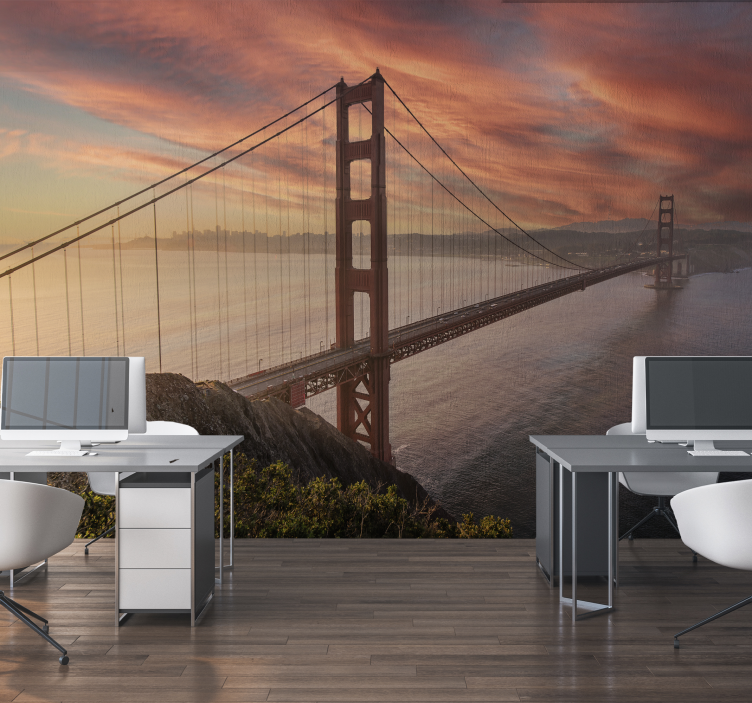 Tapisserie murale bureau pont du Golden Gate - TenStickers