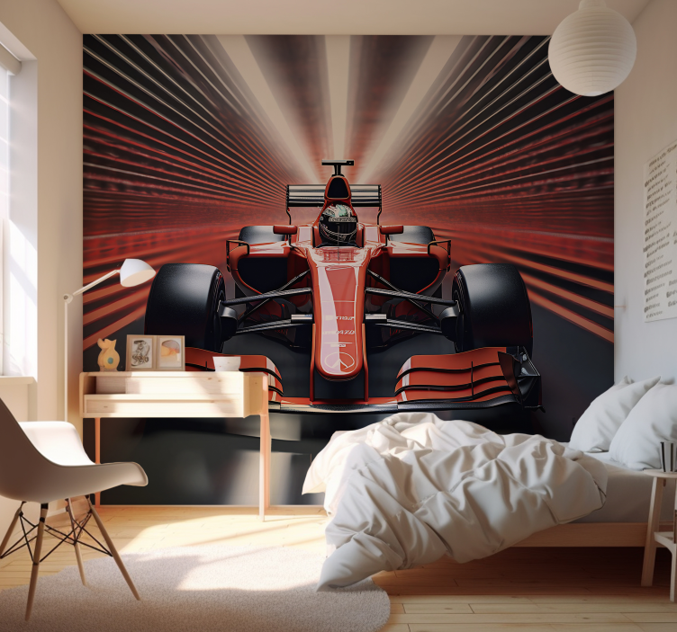 Tapisserie murale chambre ado rouge formule 1 - TenStickers