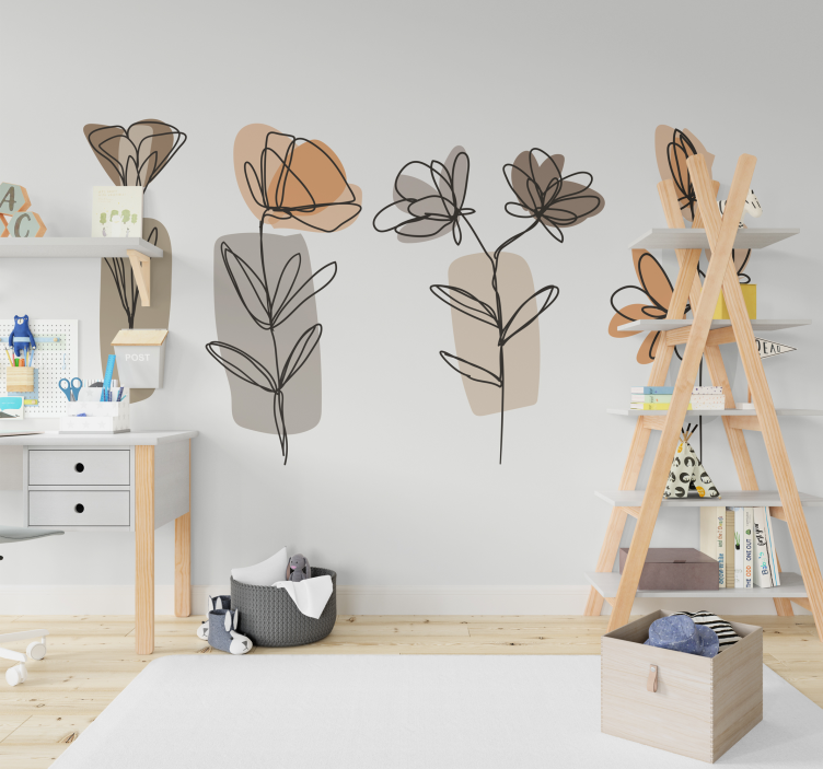 Tapisserie murale de fleurs style minimaliste - TenStickers