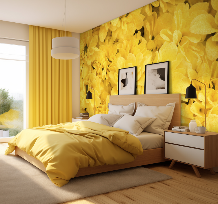 Tapisserie murale jaune pétales de fleur - TenStickers