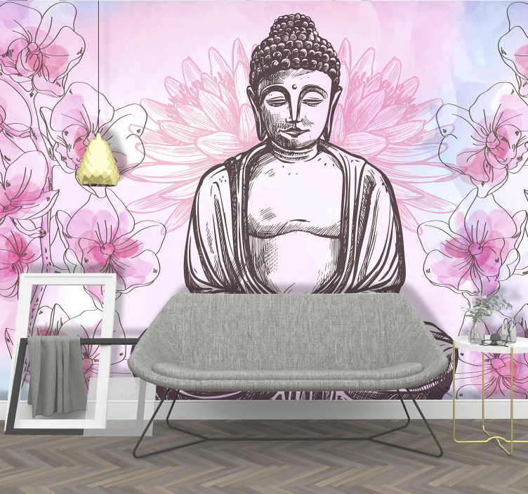 Papier peint zen Bouddha et Orchidées - TenStickers