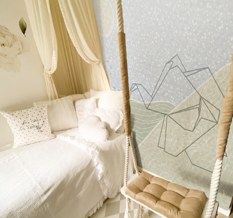 Tapisserie chambre enfant motif d'éléphants japonais - TenStickers