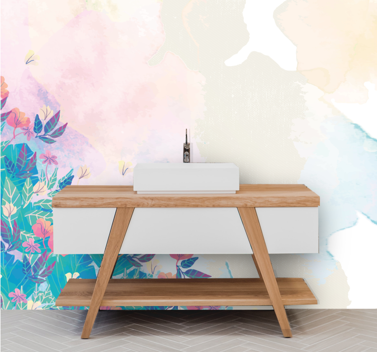 Tapisserie abstraite touche florale vibrante - TenStickers