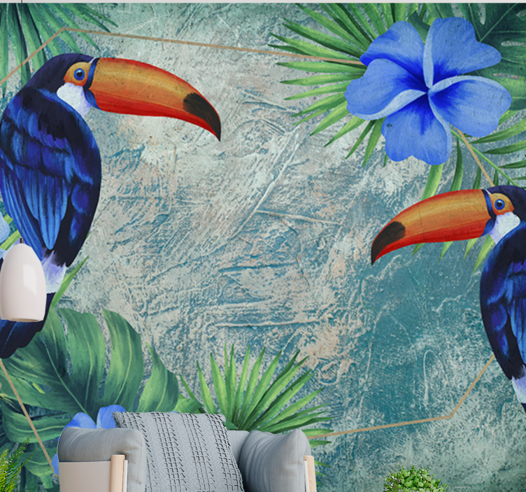 Tapisserie animaux duo de toucans tropicaux - TenStickers
