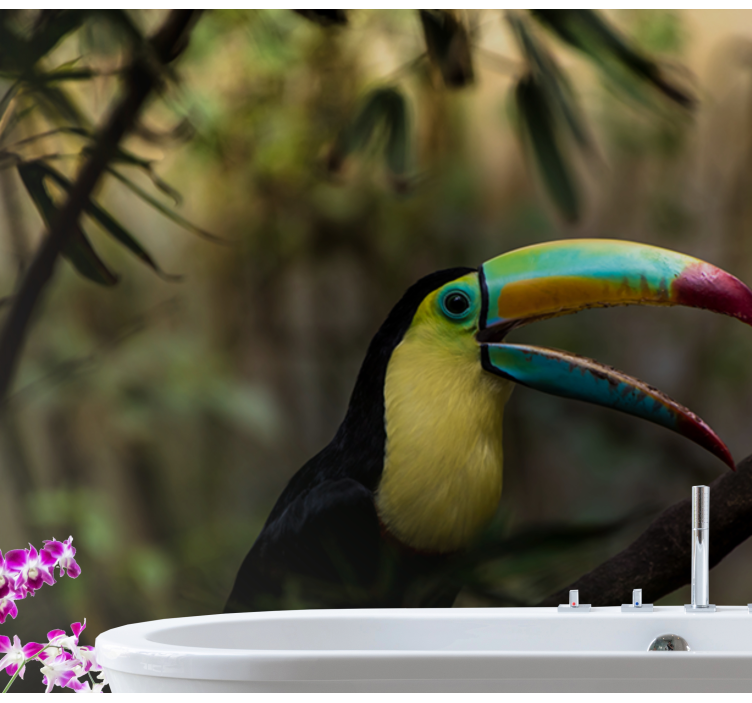 Tapisserie animaux portrait coloré de toucan - TenStickers
