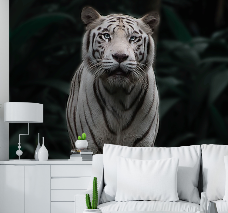 Tapisserie animaux tigre blanc royal - TenStickers