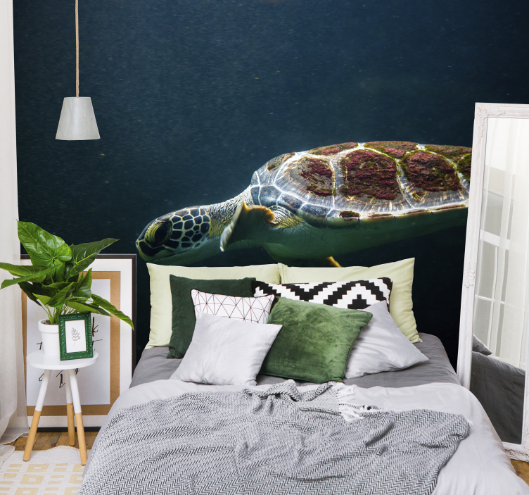 Tapisserie chambre adulte tortue de mer nageant - TenStickers