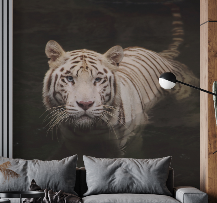 Tapisserie autres animaux regard de tigre blanc - TenStickers