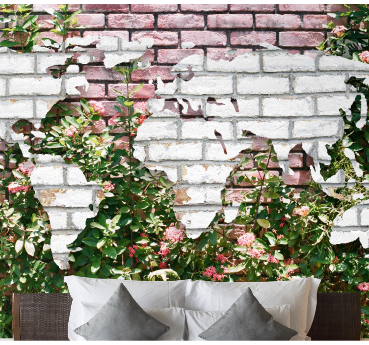 Tapisserie carte du monde florale - TenStickers