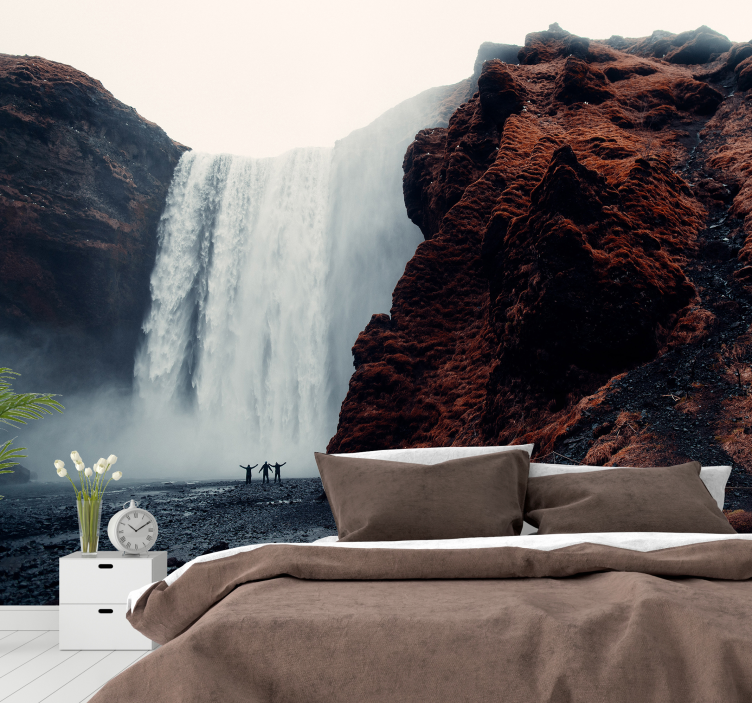 Tapisserie cascade vue sur grande cascade - TenStickers