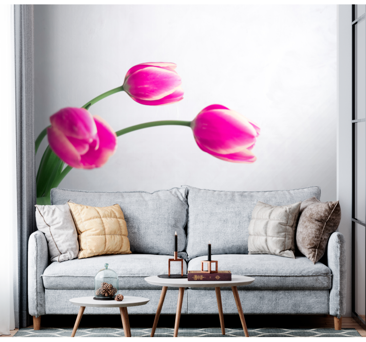 Tapisserie coquelicots fleurs de tulipes roses - TenStickers