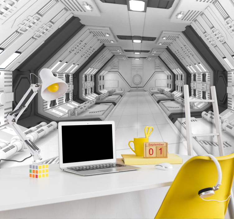 Tapisserie 3D intérieur de couloir futuriste - TenStickers