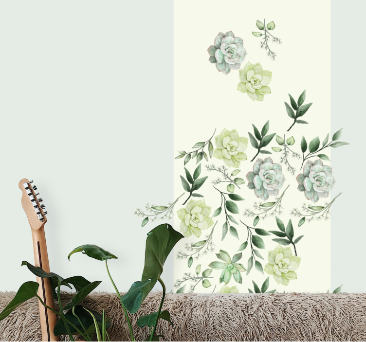 Tapisserie fleur arrangement floral succulent - TenStickers