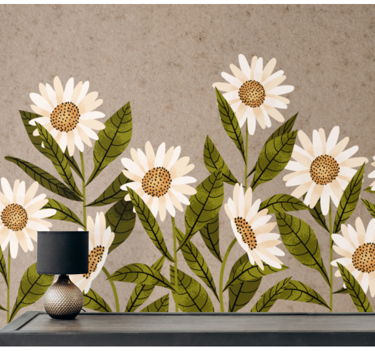Tapisserie fleur charmante composition de marguerites - TenStickers
