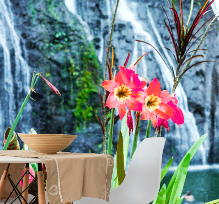 Tapisserie fleur Éclosions tropicales roses - TenStickers