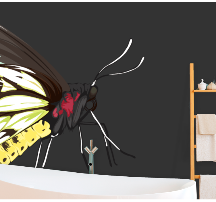 Tapisserie fleur motif papillon jaune - TenStickers