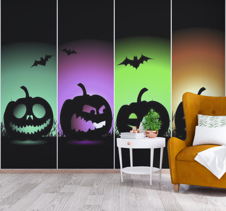 Tapisserie halloween visages de courges d'halloween - TenStickers