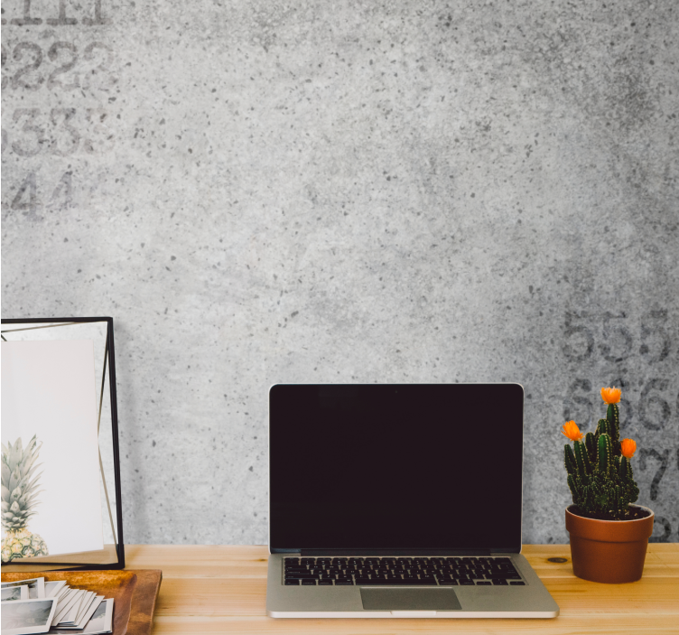 Tapisserie imitation pierre fond à motifs en béton - TenStickers