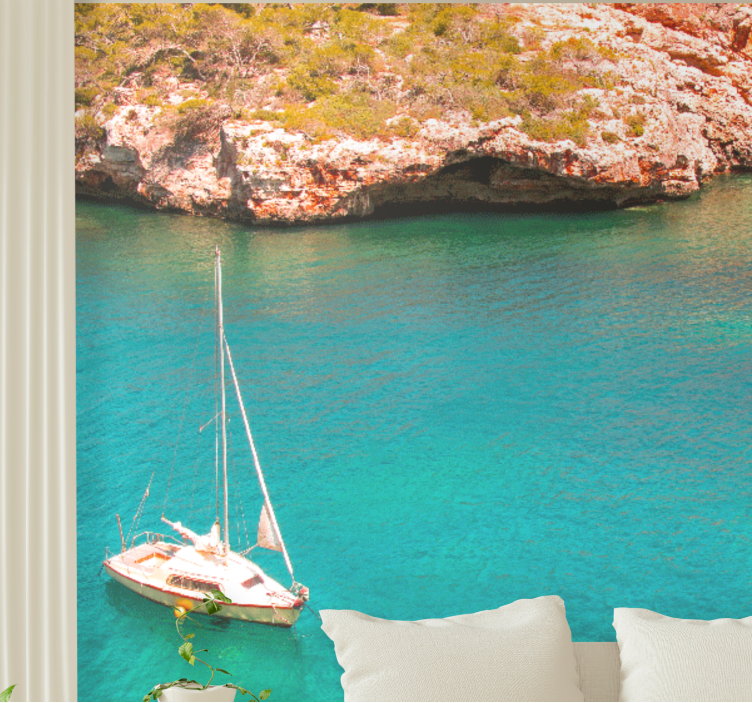 Tapisserie mer bateau à voile océan - TenStickers