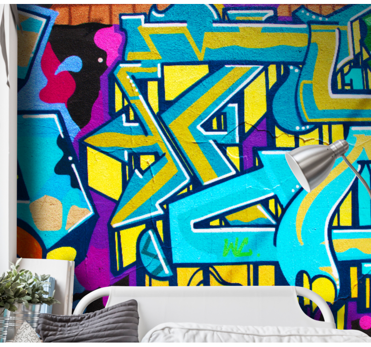 Tapisserie murale graffiti expression urbaine vibrante - TenStickers