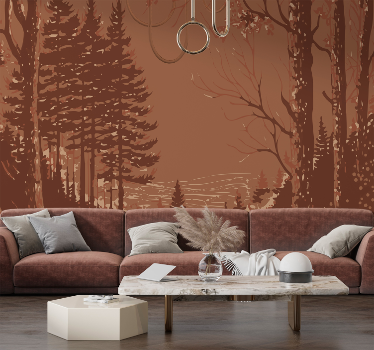 Tapisserie murale terracotta design abstrait nature - TenStickers