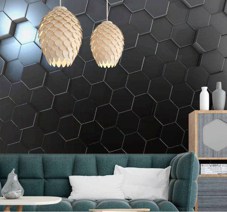 Tapisserie murale textures et motifs motif hexagonal - TenStickers