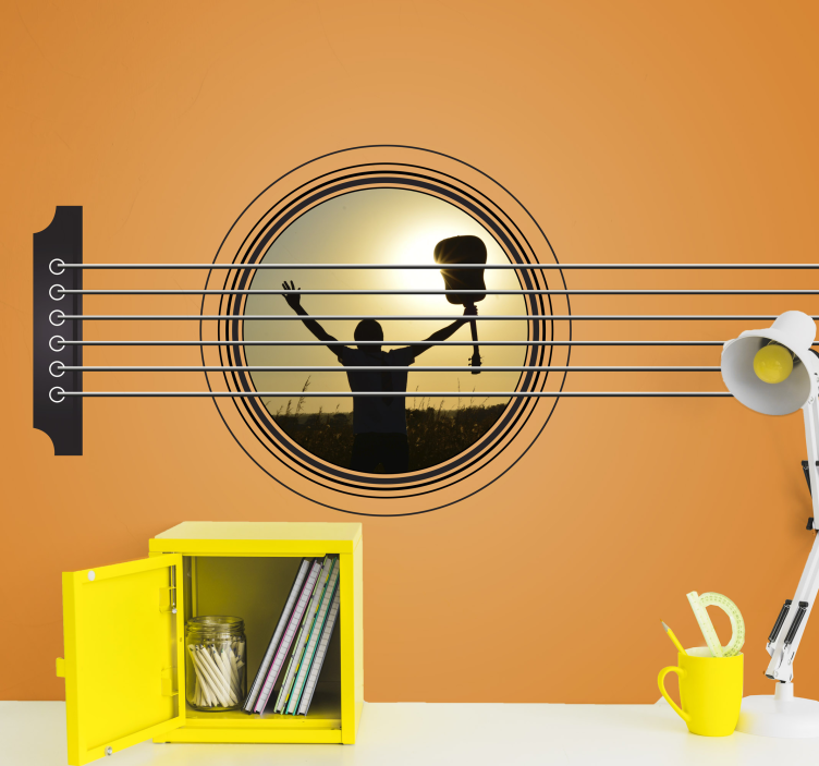 Tapisserie musique silhouette de guitare célébration - TenStickers