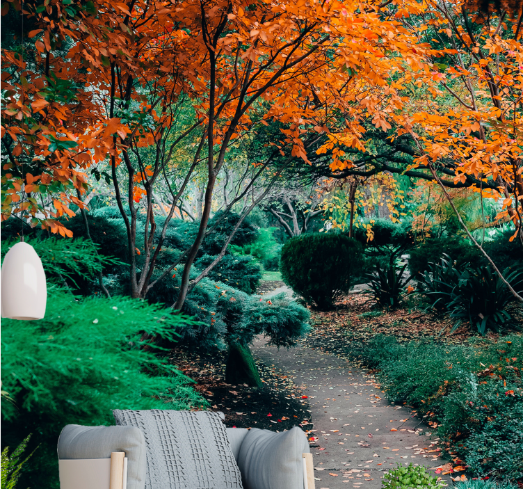 Tapisserie nature chemin parmi les arbres - TenStickers